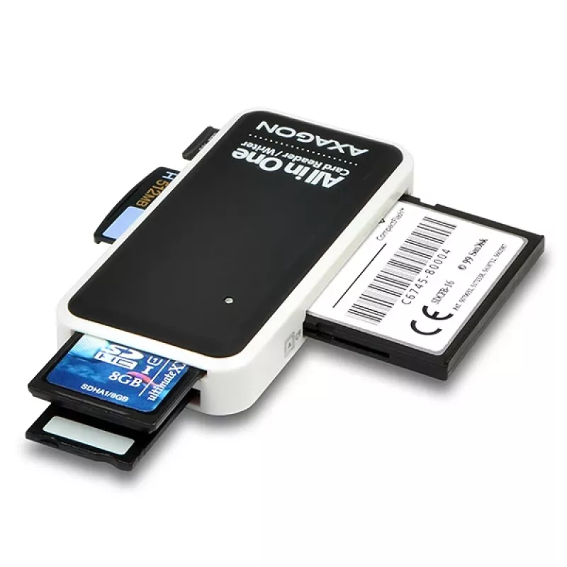 Axagon CRE-X1 ulkoinen 5 paikan kortinlukija, CF, CF Type II, MMC, MMC Mobile, MMCmicro, MS Duo, MS PRO, Memory Stick (MS), MicroDrive, MicroSD...,