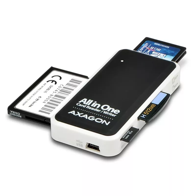 Axagon CRE-X1 ulkoinen 5 paikan kortinlukija, CF, CF Type II, MMC, MMC Mobile, MMCmicro, MS Duo, MS PRO, Memory Stick (MS), MicroDrive, MicroSD...,