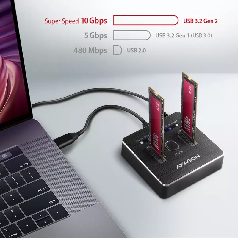 Axagon ADSA-M2C SuperSpeed USB-C 10Gbps Dual-M.2-NVMe-telakka