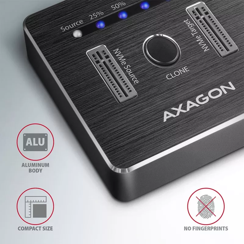 Axagon ADSA-M2C SuperSpeed USB-C 10Gbps Dual-M.2-NVMe-telakka