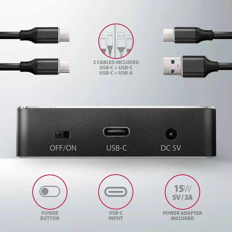 Axagon ADSA-M2C SuperSpeed USB-C 10Gbps Dual-M.2-NVMe-telakka