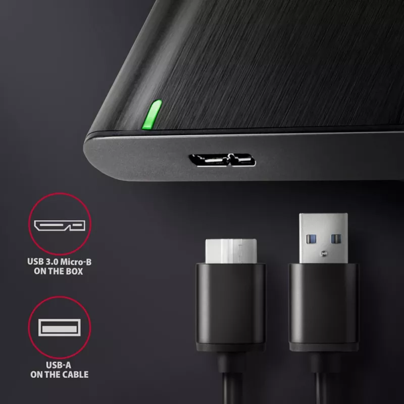 HDD/SSD-kotelo AXAGON EE25-A6M — 2,5 tuuman SATA, USB 3.2 Gen 1 (5 Gbit/s), Micro-USB B - USB Type-A, alumiini, musta