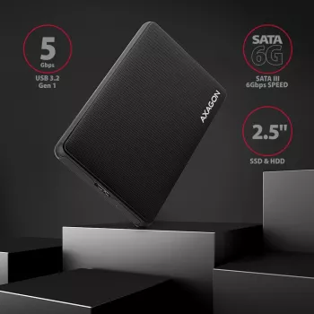 Axagon EE25-SL ruuviton USB 3.2 Gen 1 - SATA 6G ulkoinen kotelo 2,5 tuuman SSD/HDD-asemille
