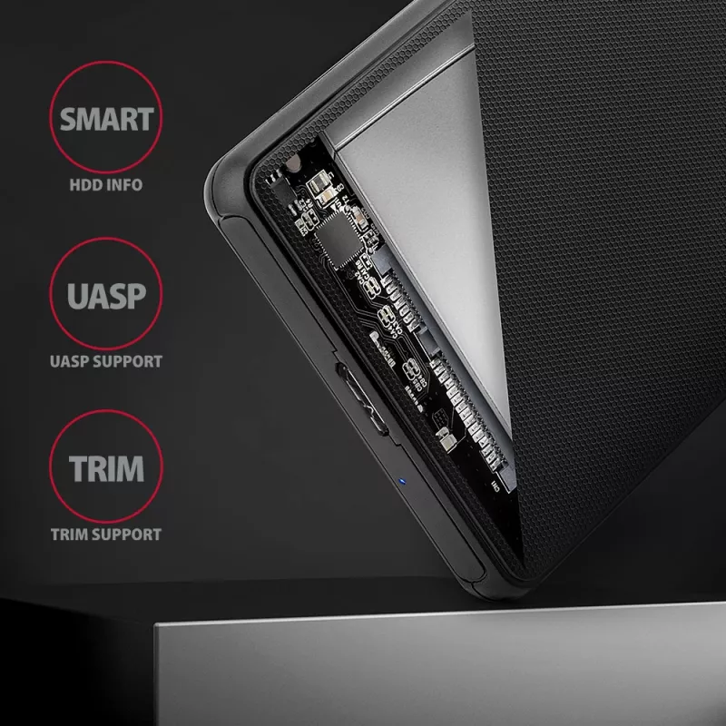 Axagon EE25-SL ruuviton USB 3.2 Gen 1 - SATA 6G ulkoinen kotelo 2,5 tuuman SSD/HDD-asemille
