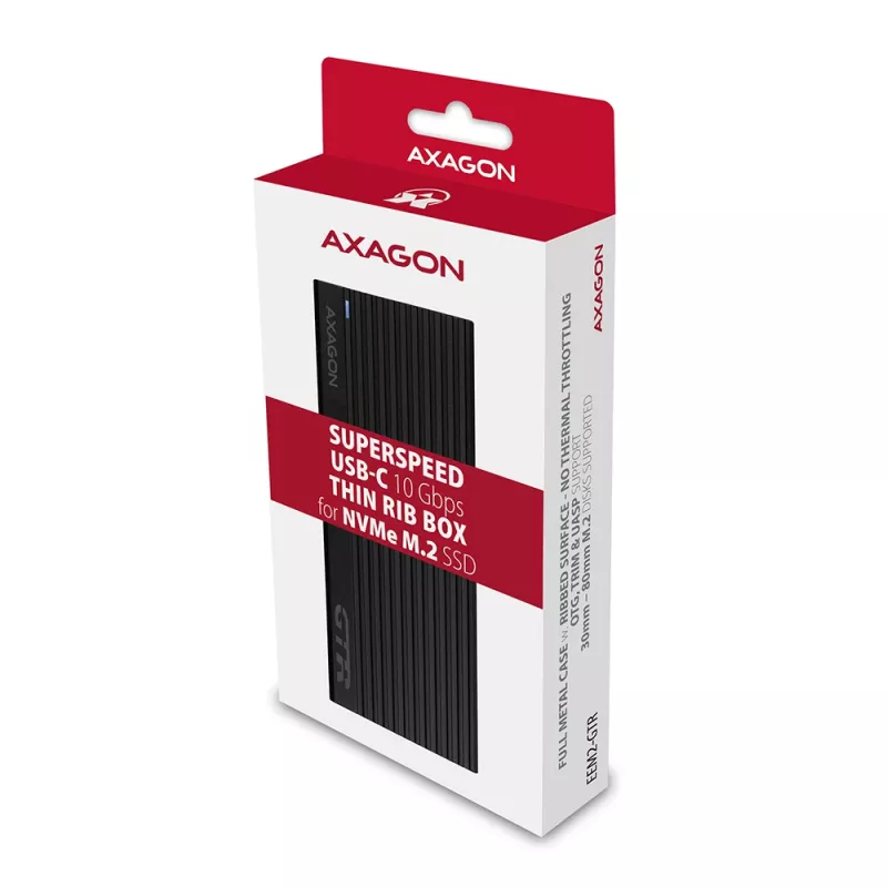 Axagon EEM2-GTR ulkoinen USB-C 3.2 Gen 2 metallikotelo M.2 NVMe SSD-asemille
