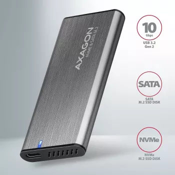 Axagon EEM2-SG2 SuperSpeed+ USB-C - M.2 NVMe & SATA SSD RAW-kotelo