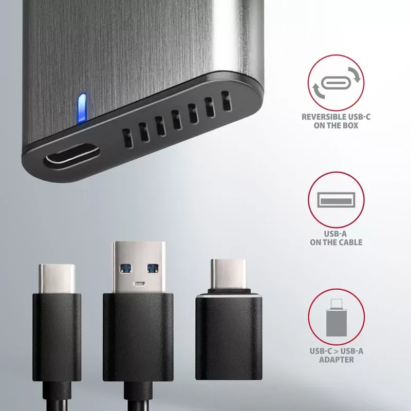 Axagon EEM2-SG2 SuperSpeed+ USB-C - M.2 NVMe & SATA SSD RAW-kotelo