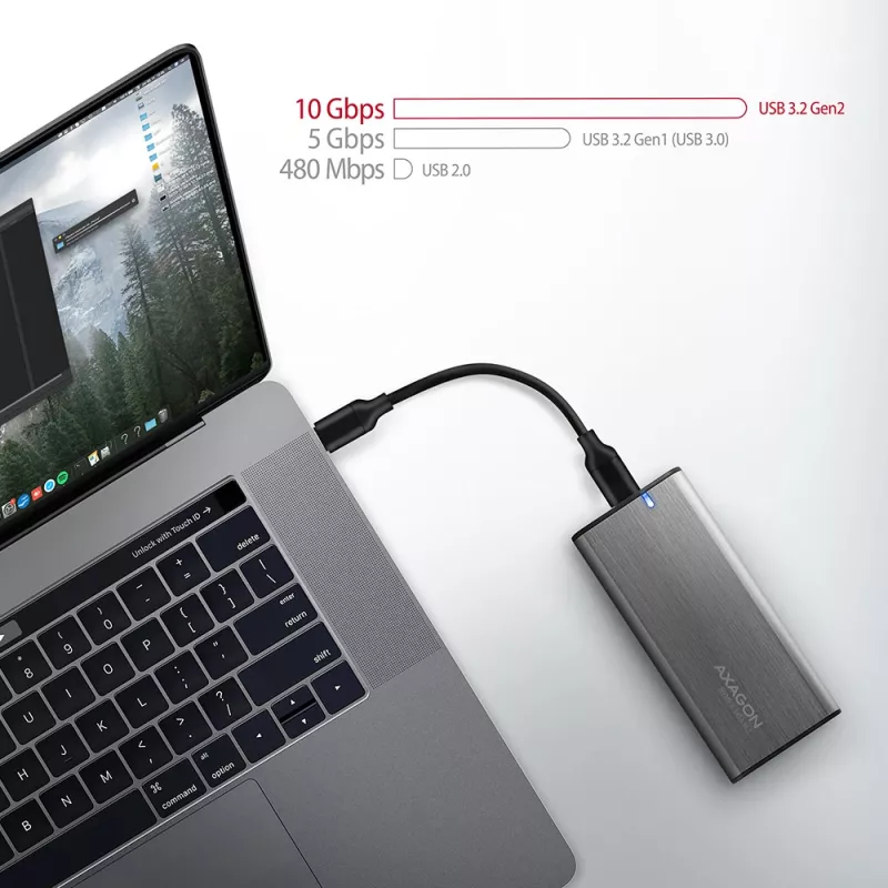 Axagon EEM2-SG2 SuperSpeed+ USB-C - M.2 NVMe & SATA SSD RAW-kotelo