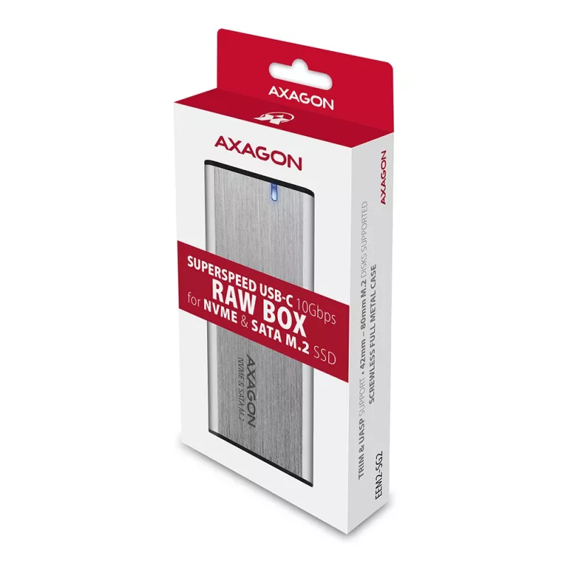Axagon EEM2-SG2 SuperSpeed+ USB-C - M.2 NVMe & SATA SSD RAW-kotelo