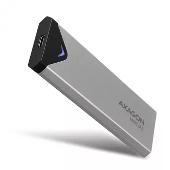 Axagon EEM2-UG2 ulkoinen USB-C 10Gbps metallikotelo M.2 NVMe SSD-kiintolevyille. hopea