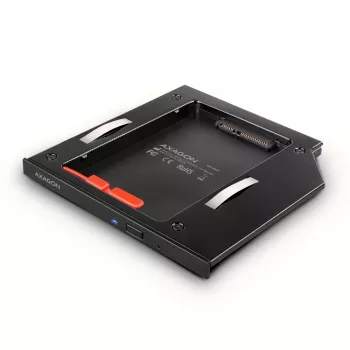 Axagon RSS-CD09 2,5 tuuman SSD/HDD-asennuskehys DVD-paikkaan 9,5 mm LED ALU-liitäntäkortit/adapterit sisäinen SATA