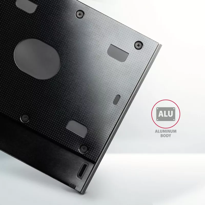 Axagon RSS-CD09 2,5 tuuman SSD/HDD-asennuskehys DVD-paikkaan 9,5 mm LED ALU-liitäntäkortit/adapterit sisäinen SATA