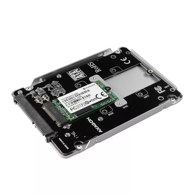 Axagon RSS-M2SD SATA - M.2 SATA SSD, sisäinen 2,5 tuuman ALU-kotelo, hopea