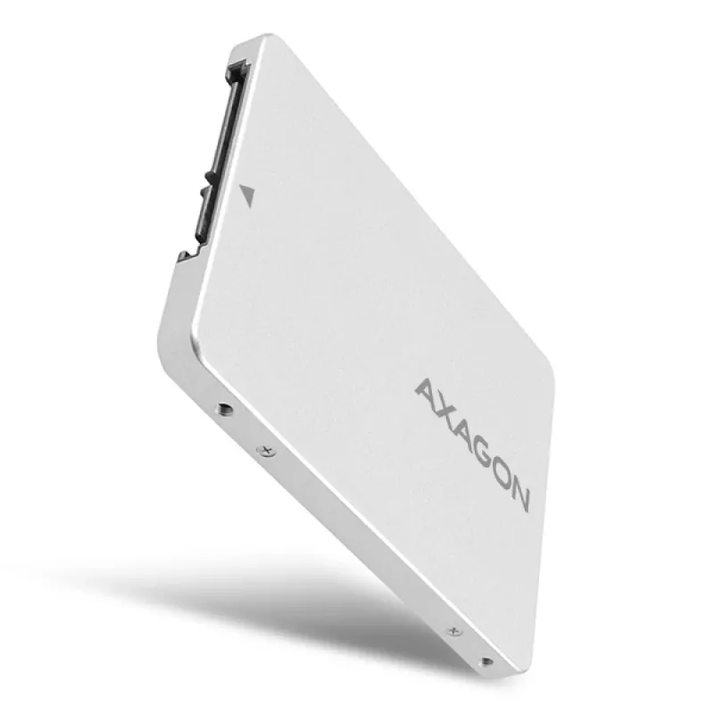 Axagon RSS-M2SD SATA - M.2 SATA SSD, sisäinen 2,5 tuuman ALU-kotelo, hopea