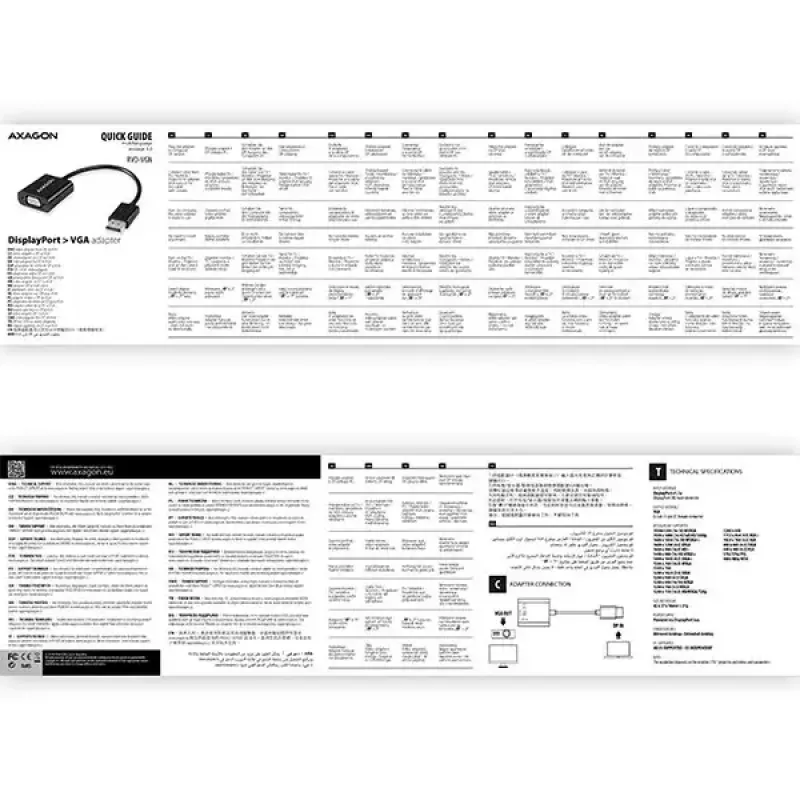 Videokaapeliadapteri Axagon RVD-VGN DisplayPort - VGA 0,16 m