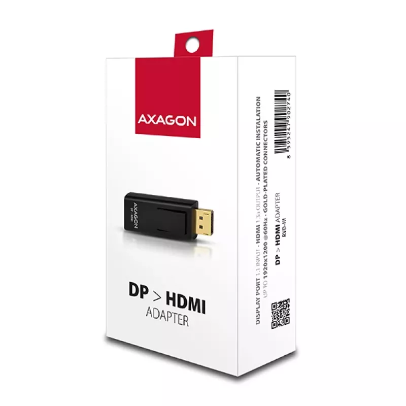 Kaapelin sukupuolenmuunnin Axagon RVD-HI DisplayPort - HDMI musta