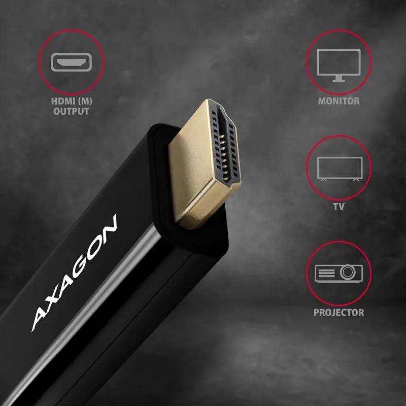 Axagon RVD-HI14C2 DisplayPort -> HDMI 1.4 -kaapeli 1,8 m, 4K/30Hz