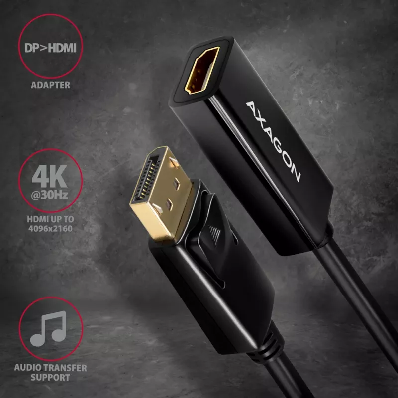 Axagon RVD-HI14N DisplayPort -> HDMI 1.4 -adapteri 4K/30Hz
