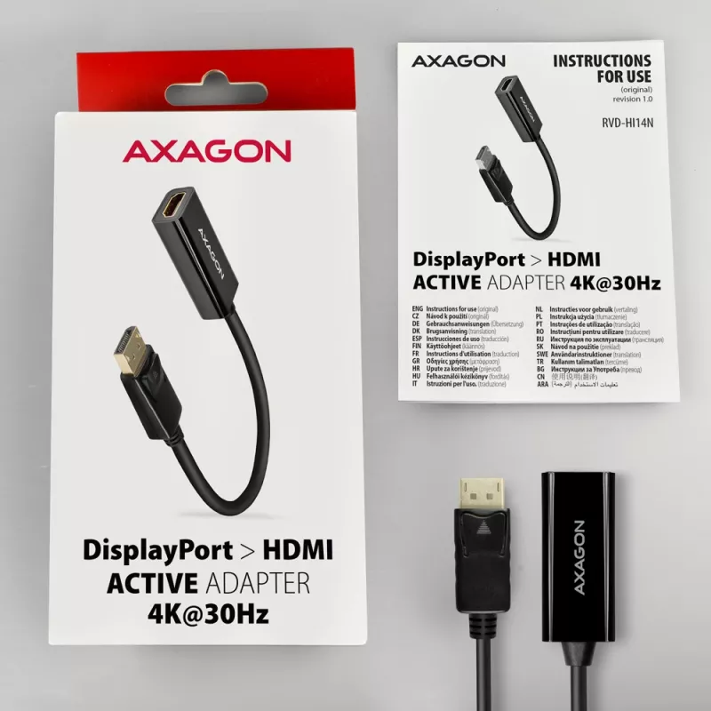 Axagon RVD-HI14N DisplayPort -> HDMI 1.4 -adapteri 4K/30Hz