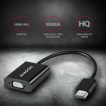 Axagon RVH-VGAN HDMI -> VGA -adapteri FullHD, 1920x1200, äänilähtö, virransyöttö