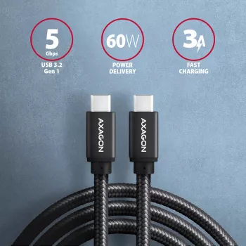 Axagon BUCM3-CM10AB SPEED USB-C <> USB-C 3.2 Gen 1 -kaapeli 1 m