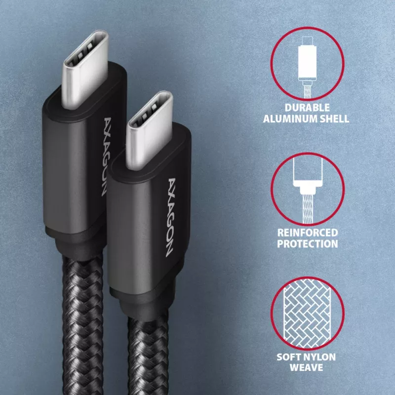 Axagon BUCM3-CM20AB SPEED USB-C <> USB-C 3.2 Gen 1 -kaapeli 2 m