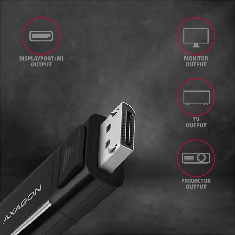 Axagon RVC-DPC USB-C -> DisplayPort -kaapeli 1,8 m 4K/60Hz