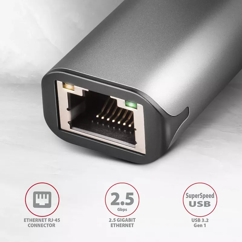 AXAGON ADE-25R USB-A 3.2 Gen 1 2,5 Gigabit Ethernet -sovitin, harmaa