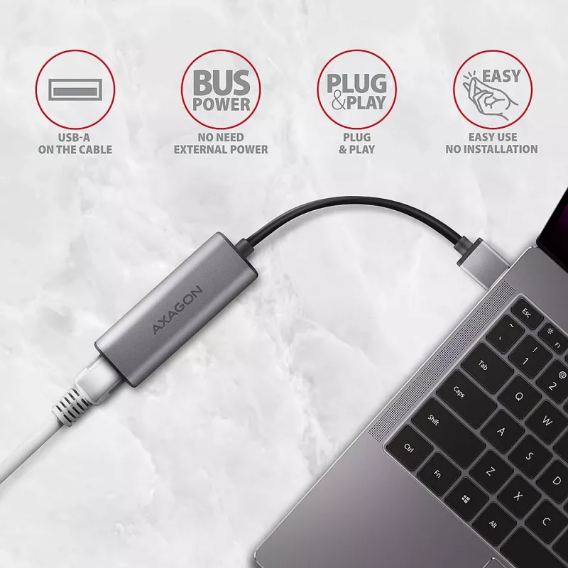 AXAGON ADE-25R USB-A 3.2 Gen 1 2,5 Gigabit Ethernet -sovitin, harmaa