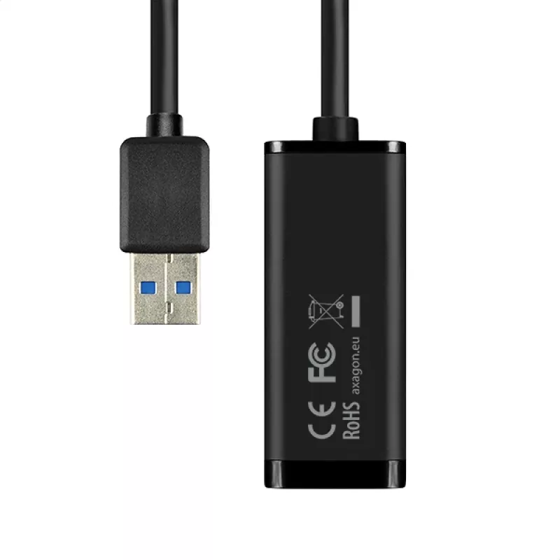 Axagon ADE-SR USB-A Gigabit Ethernet -adapteri, langallinen, USB, Ethernet, 1000 Mbit/s, musta