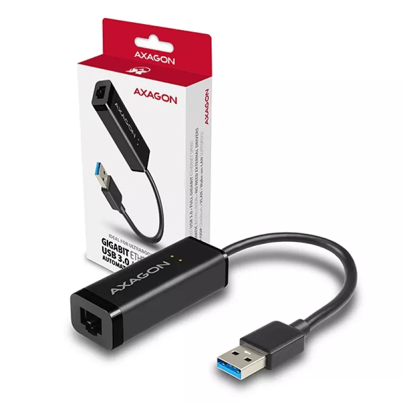 Axagon ADE-SR USB-A Gigabit Ethernet -adapteri, langallinen, USB, Ethernet, 1000 Mbit/s, musta