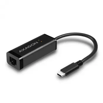 Axagon ADE-SRC USB-C Gigabit Ethernet -adapteri, langallinen, USB Type-C, Ethernet, 1000 Mbit/s, musta