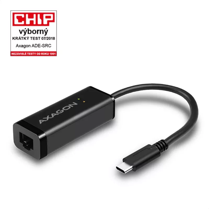 Axagon ADE-SRC USB-C Gigabit Ethernet -adapteri, langallinen, USB Type-C, Ethernet, 1000 Mbit/s, musta