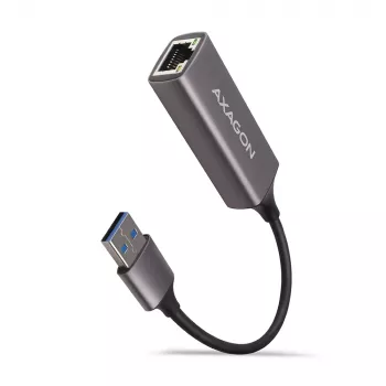 AXAGON USB 3.2 Gen 1 Type-A - Gigabit Ethernet -sovitin ADE-TR — 10/100/1000 Mbps, metalli titaaninharmaa, 5000 Mbit/s