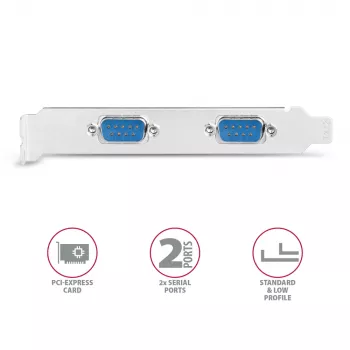 Axagon PCEA-S2N PCIe - 2x sarjaporttisovitin 250 kbps, SP & LP