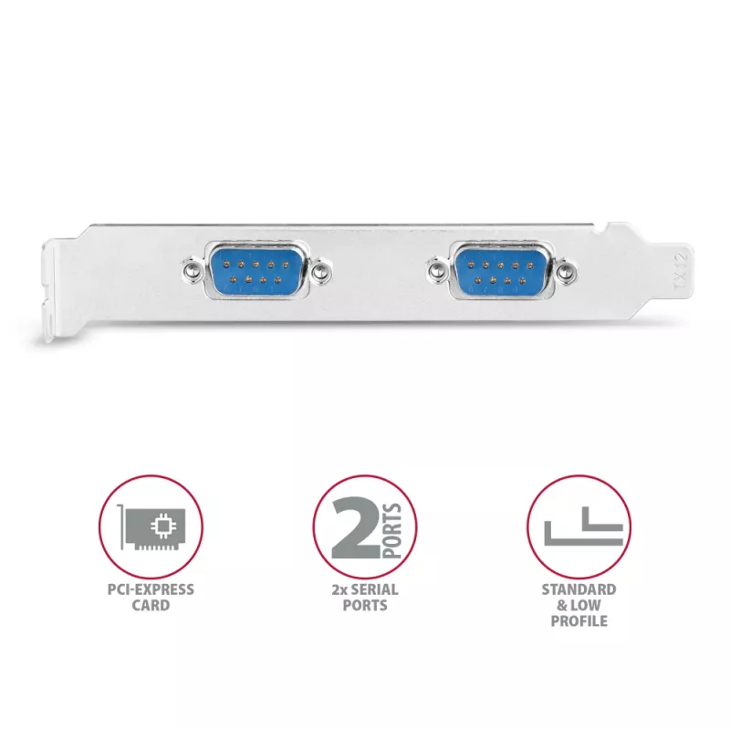 Axagon PCEA-S2N PCIe - 2x sarjaporttisovitin 250 kbps, SP & LP