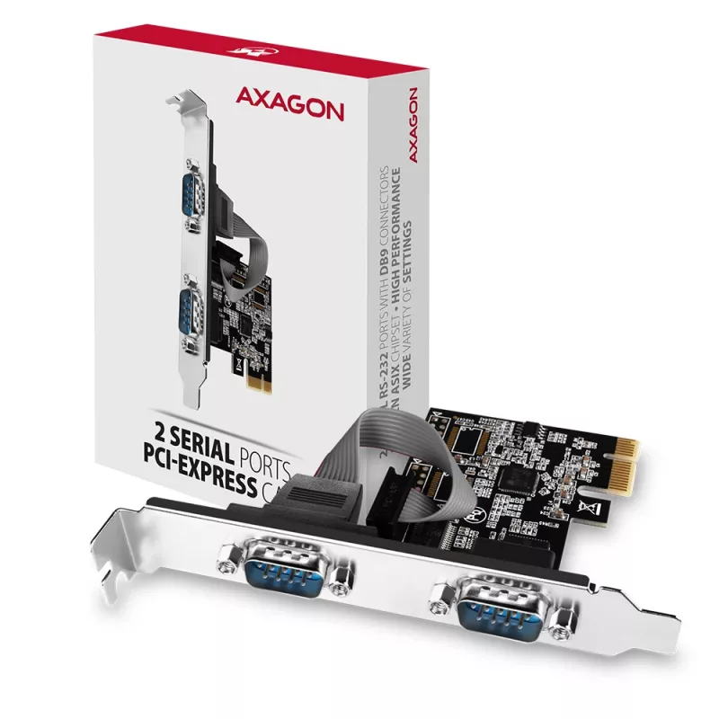 Axagon PCEA-S2N PCIe - 2x sarjaporttisovitin 250 kbps, SP & LP