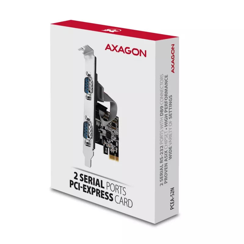 Axagon PCEA-S2N PCIe - 2x sarjaporttisovitin 250 kbps, SP & LP