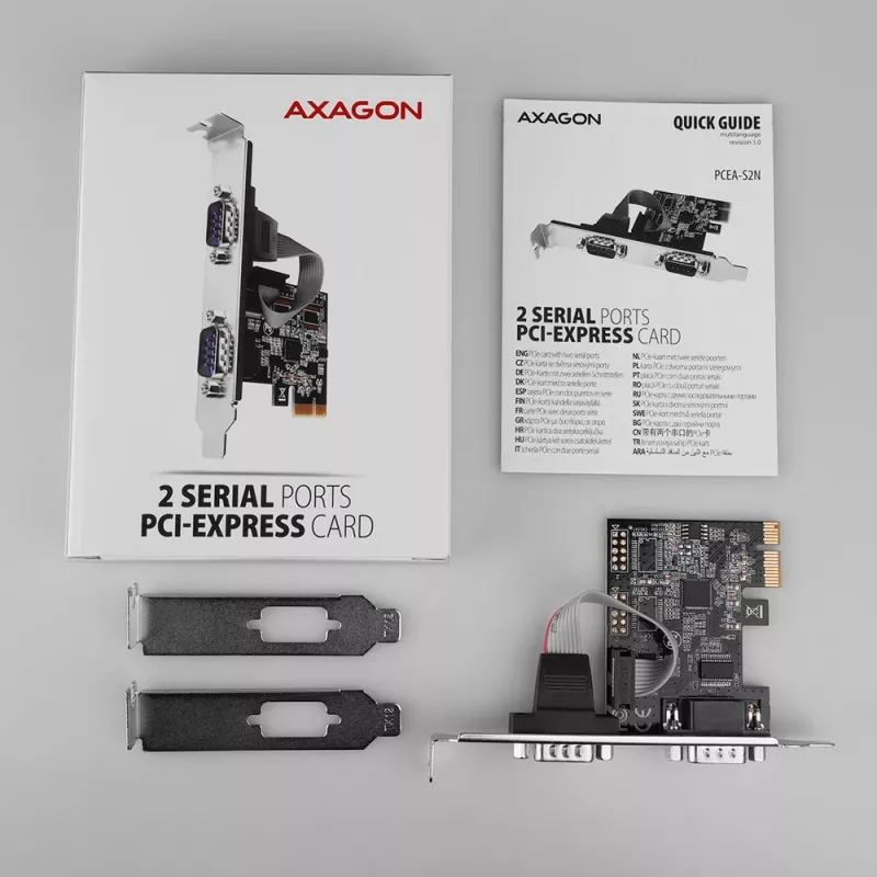 Axagon PCEA-S2N PCIe - 2x sarjaporttisovitin 250 kbps, SP & LP