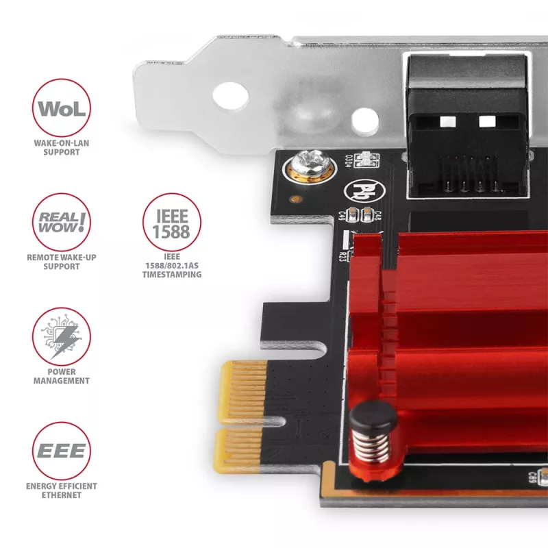 Axagon PCEE-G25 PCIe - 2.5 Gigabit Ethernet -sovitin Realtek 8125, PXE, SP & LP