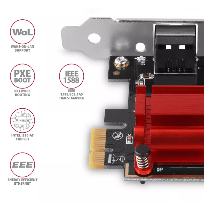 AXAGON PCEE-GIX PCIe Gigabit Ethernet -verkkokortti, Intel I210-AT