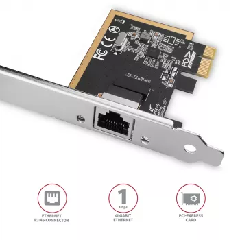Axagon PCEE-GRF PCIe - Gigabit Ethernet -sovitin Realtek 8111F, sis. SP & LP