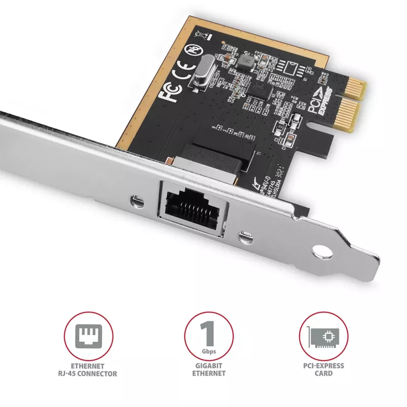 Axagon PCEE-GRF PCIe - Gigabit Ethernet -sovitin Realtek 8111F, sis. SP & LP