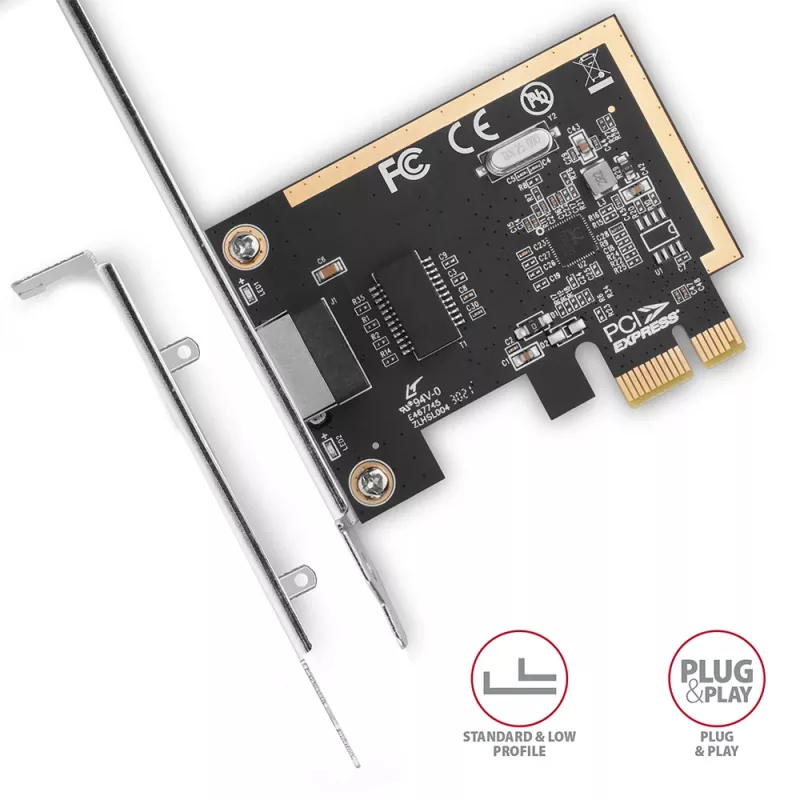 Axagon PCEE-GRF PCIe - Gigabit Ethernet -sovitin Realtek 8111F, sis. SP & LP