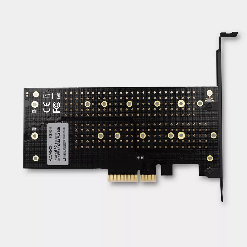 Axagon PCEM2-D PCIe x4 - M.2 NVMe M-Key + SATA B-Key -paikkasovitin, SP & LP