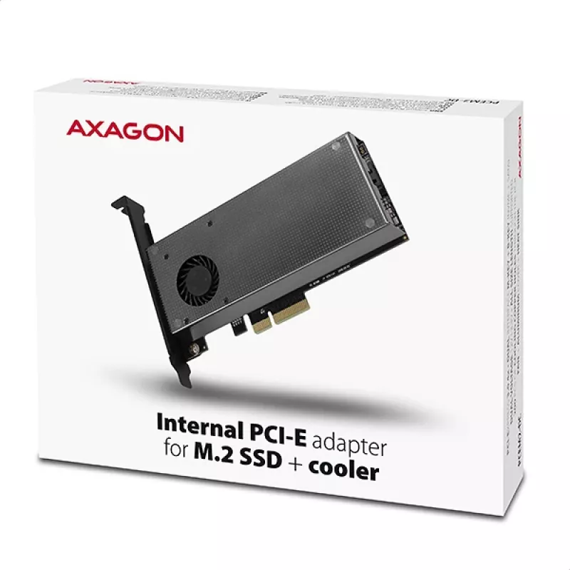 Axagon PCEM2-DC PCIe x4 - M.2 NVMe M-Key + SATA B-Key -paikkasovitin jäähdyttimellä, SP & LP