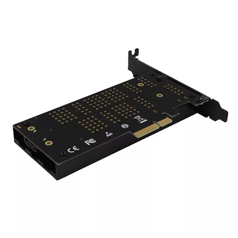 Axagon PCEM2-DC PCIe x4 - M.2 NVMe M-Key + SATA B-Key -paikkasovitin jäähdyttimellä, SP & LP