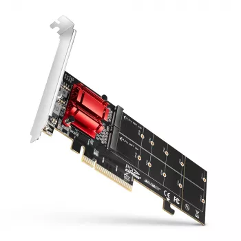 Axagon PCEM2-ND PCIe x8 - kahden M.2 NVMe M-Key -paikan sovitin, RAID, dataswitch, SP & LP