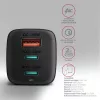 Axagon ACU-DPQ65 GaN-seinälaturi 65W, 3 liitäntää (USB-A + kaksi USB-C), PD3.0/QC4+/PPS/Apple