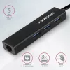 Axagon HMA-GL3A moniporttikeskitin USB 3.0 Type-A Gbit-LAN 3x USB-A microSD johdollinen USB 3.2 Gen 1 (3.1 Gen 1) Type-A musta
